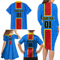 DR Congo Football Family Matching Long Sleeve Bodycon Dress and Hawaiian Shirt Go Les Leopards - Wonder Print Shop