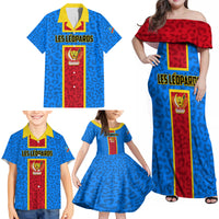DR Congo Football Family Matching Off Shoulder Maxi Dress and Hawaiian Shirt Go Les Leopards - Wonder Print Shop