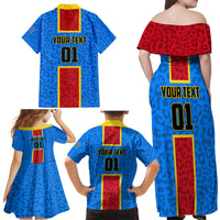 DR Congo Football Family Matching Off Shoulder Maxi Dress and Hawaiian Shirt Go Les Leopards - Wonder Print Shop