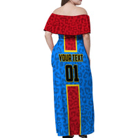 DR Congo Football Family Matching Off Shoulder Maxi Dress and Hawaiian Shirt Go Les Leopards - Wonder Print Shop