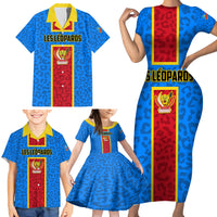 DR Congo Football Family Matching Short Sleeve Bodycon Dress and Hawaiian Shirt Go Les Leopards - Wonder Print Shop