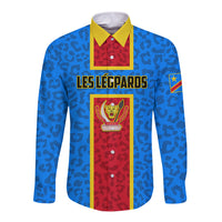 DR Congo Football Long Sleeve Button Shirt Go Les Leopards - Wonder Print Shop
