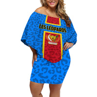 DR Congo Football Off Shoulder Short Dress Go Les Leopards - Wonder Print Shop
