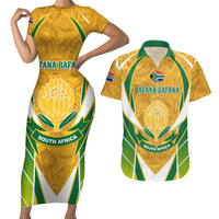 South Africa Soccer Couples Matching Short Sleeve Bodycon Dress and Hawaiian Shirt Come On Bafana Bafana - Wonder Print Shop