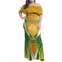 South Africa Soccer Family Matching Off Shoulder Maxi Dress and Hawaiian Shirt Come On Bafana Bafana - Wonder Print Shop