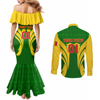 Mali Football Couples Matching Mermaid Dress and Long Sleeve Button Shirt Tous Derriere Les Aigles Du Mali