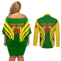 Mali Football Couples Matching Off Shoulder Short Dress and Long Sleeve Button Shirt Tous Derriere Les Aigles Du Mali - Wonder Print Shop