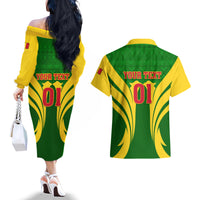 Mali Football Couples Matching Off The Shoulder Long Sleeve Dress and Hawaiian Shirt Tous Derriere Les Aigles Du Mali - Wonder Print Shop