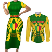 Mali Football Couples Matching Short Sleeve Bodycon Dress and Long Sleeve Button Shirt Tous Derriere Les Aigles Du Mali - Wonder Print Shop
