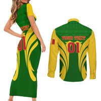 Mali Football Couples Matching Short Sleeve Bodycon Dress and Long Sleeve Button Shirt Tous Derriere Les Aigles Du Mali - Wonder Print Shop