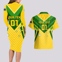 Australia Soccer Couples Matching Long Sleeve Bodycon Dress and Hawaiian Shirt Go Socceroos - Wonder Print Shop