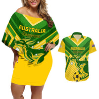 Australia Soccer Couples Matching Off Shoulder Short Dress and Hawaiian Shirt Go Socceroos - Wonder Print Shop