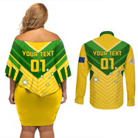 Australia Soccer Couples Matching Off Shoulder Short Dress and Long Sleeve Button Shirt Go Socceroos - Wonder Print Shop