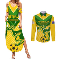 Australia Soccer Couples Matching Summer Maxi Dress and Long Sleeve Button Shirt Go Socceroos - Wonder Print Shop