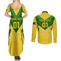 Australia Soccer Couples Matching Summer Maxi Dress and Long Sleeve Button Shirt Go Socceroos - Wonder Print Shop