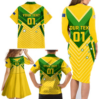Australia Soccer Family Matching Long Sleeve Bodycon Dress and Hawaiian Shirt Go Socceroos - Wonder Print Shop