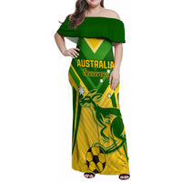 Australia Soccer Family Matching Off Shoulder Maxi Dress and Hawaiian Shirt Go Socceroos - Wonder Print Shop