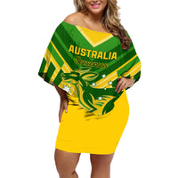 Australia Soccer Family Matching Off Shoulder Short Dress and Hawaiian Shirt Go Socceroos - Wonder Print Shop