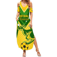 Australia Soccer Family Matching Summer Maxi Dress and Hawaiian Shirt Go Socceroos - Wonder Print Shop