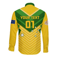 Australia Soccer Long Sleeve Button Shirt Go Socceroos - Wonder Print Shop