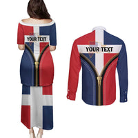 Personalized Dominican Republic 1844 Couples Matching Puletasi and Long Sleeve Button Shirt Coat Of Arms Zipper Stylized