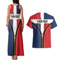 Personalized Dominican Republic 1844 Couples Matching Tank Maxi Dress and Hawaiian Shirt Coat Of Arms Zipper Stylized