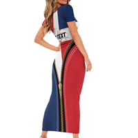 Personalized Dominican Republic 1844 Family Matching Short Sleeve Bodycon Dress and Hawaiian Shirt Coat Of Arms Zipper Stylized