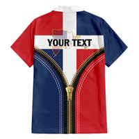 Personalized Dominican Republic 1844 Family Matching Summer Maxi Dress and Hawaiian Shirt Coat Of Arms Zipper Stylized