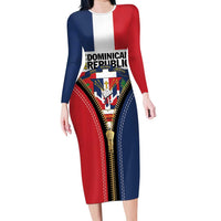 Personalized Dominican Republic 1844 Long Sleeve Bodycon Dress Coat Of Arms Zipper Stylized