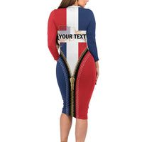 Personalized Dominican Republic 1844 Long Sleeve Bodycon Dress Coat Of Arms Zipper Stylized