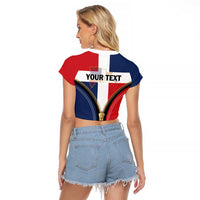 Personalized Dominican Republic 1844 Raglan Cropped T Shirt Coat Of Arms Zipper Stylized