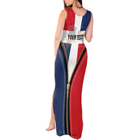 Personalized Dominican Republic 1844 Tank Maxi Dress Coat Of Arms Zipper Stylized