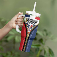 Personalized Dominican Republic 1844 Tumbler With Handle Coat Of Arms Zipper Stylized