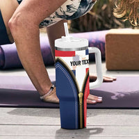 Personalized Dominican Republic 1844 Tumbler With Handle Coat Of Arms Zipper Stylized