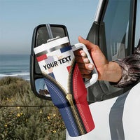 Personalized Dominican Republic 1844 Tumbler With Handle Coat Of Arms Zipper Stylized