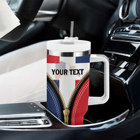 Personalized Dominican Republic 1844 Tumbler With Handle Coat Of Arms Zipper Stylized