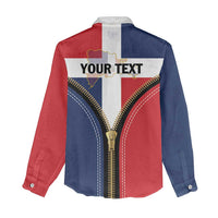 Personalized Dominican Republic 1844 Women Casual Shirt Coat Of Arms Zipper Stylized