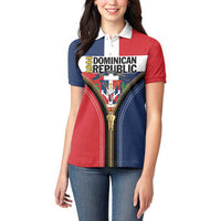 Personalized Dominican Republic 1844 Women Polo Shirt Coat Of Arms Zipper Stylized