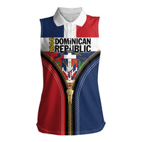 Personalized Dominican Republic 1844 Women Sleeveless Polo Shirt Coat Of Arms Zipper Stylized