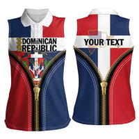 Personalized Dominican Republic 1844 Women Sleeveless Polo Shirt Coat Of Arms Zipper Stylized