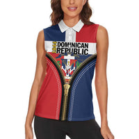Personalized Dominican Republic 1844 Women Sleeveless Polo Shirt Coat Of Arms Zipper Stylized