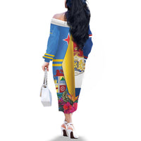 Aruba-Netherlands Family Matching Off The Shoulder Long Sleeve Dress and Hawaiian Shirt Tropical Unique Style