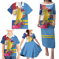 Aruba-Netherlands Family Matching Puletasi and Hawaiian Shirt Tropical Unique Style