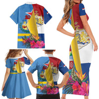 Aruba-Netherlands Family Matching Short Sleeve Bodycon Dress and Hawaiian Shirt Tropical Unique Style