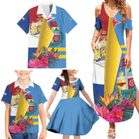 Aruba-Netherlands Family Matching Summer Maxi Dress and Hawaiian Shirt Tropical Unique Style