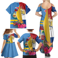 Aruba-Netherlands Family Matching Summer Maxi Dress and Hawaiian Shirt Tropical Unique Style