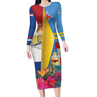 Aruba-Netherlands Long Sleeve Bodycon Dress Tropical Unique Style