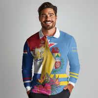 Aruba-Netherlands Long Sleeve Polo Shirt Tropical Unique Style