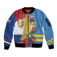 Aruba-Netherlands Sleeve Zip Bomber Jacket Tropical Unique Style
