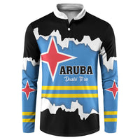 Aruba Dushi Tera Button Sweatshirt Coat Of Arms Torn Paper Stylized
